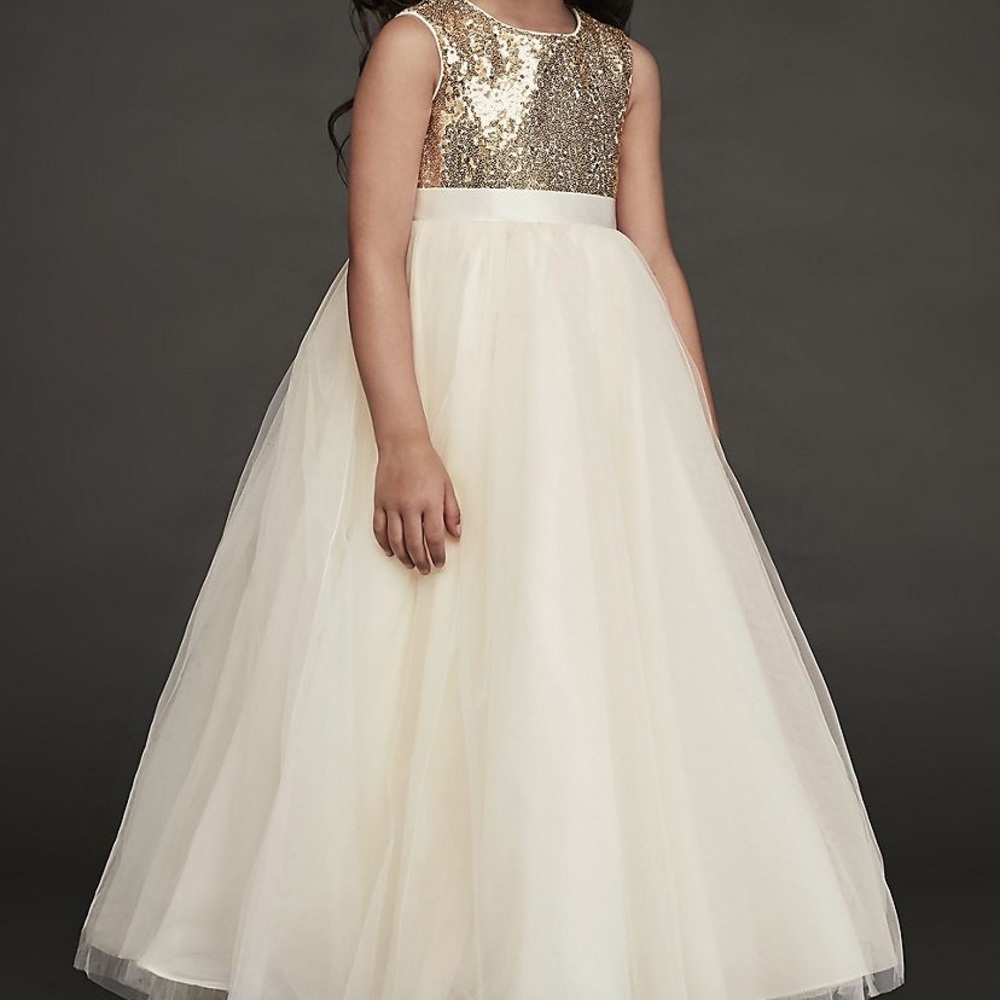 Heart Back Sequin and Tulle Flower Girl Gown